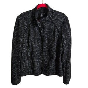 Sandro Sport Gray Black Zebra Stripe Mock Neck Jacket No Belt Size L